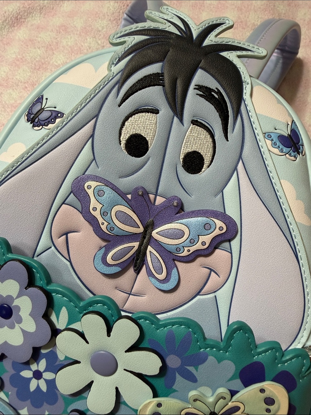 Loungefly Eeyore Floral Butterfly Mini Backpack - Teal & Lavender - Picture 9 of 11